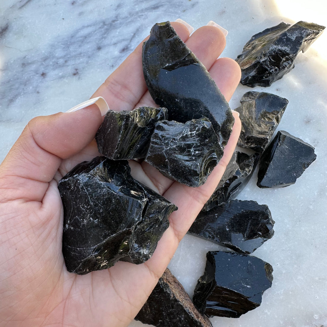 Raw Black Obsidian